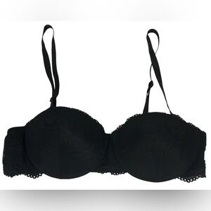 BLACK LACE BRA 36A PADDED ADJUSTABLE PUSH UP